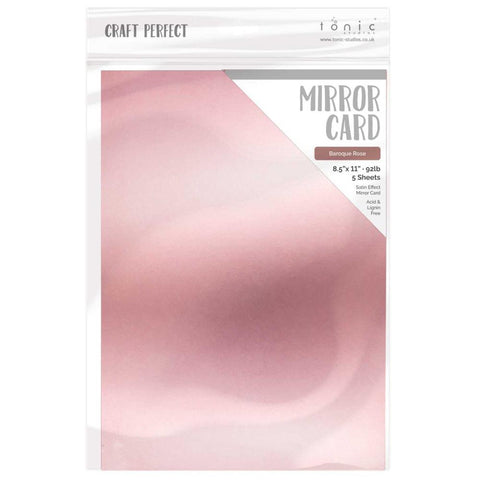 Tonic Studio - Craft Perfect Satin Mirror Cardstock - 8.5"X11" 5/PKG - Baroque Rose