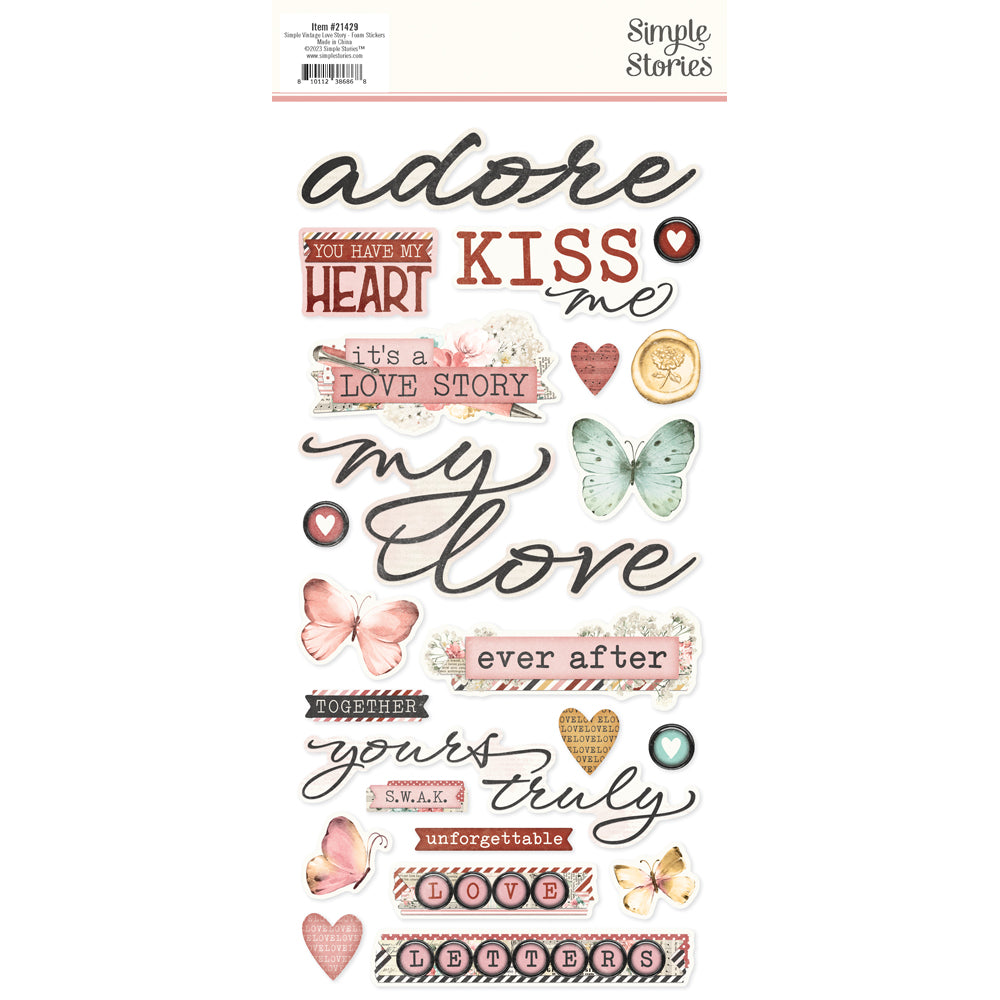 Simple Stories - Simple Vintage Love Story - Foam Stickers