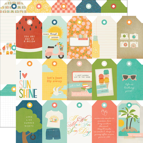 Simple Stories - Summer Snapshots - 12x12 Single Sheet - Tags Elements