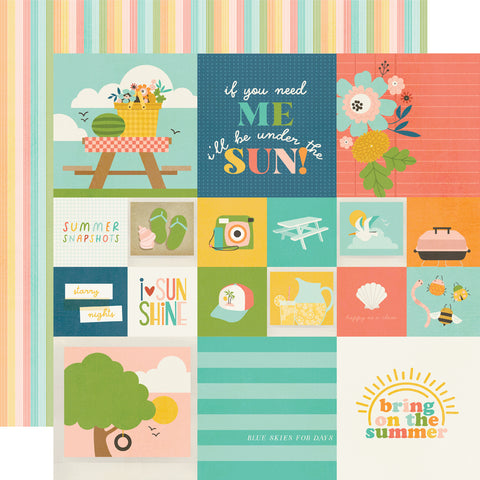 Simple Stories - Summer Snapshots - 12x12 Single Sheet - 2x2/4x4 Elements