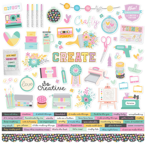 Simple Stories - Crafty Things - 12 x 12 Cardstock Stickers