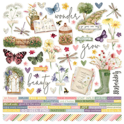 Simple Stories - Simple Vintage Meadow Flowers - 12 x 12 Cardstock Stickers