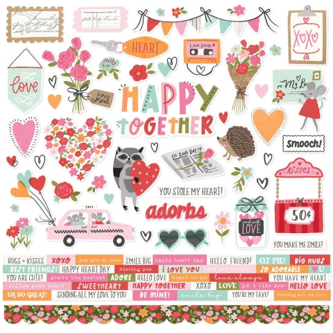 Simple Stories - Heartstrings - 12x12 Cardstock Sticker Sheet