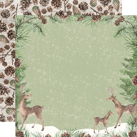 Simple Stories - Simple Vintage Fresh Snow - 12x12 Single Sheet - Woodland Winter