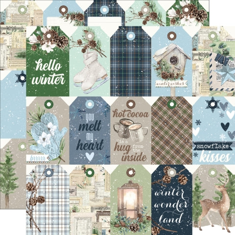 Simple Stories - Simple Vintage Fresh Snow - 12x12 Single Sheet - Tag Elements