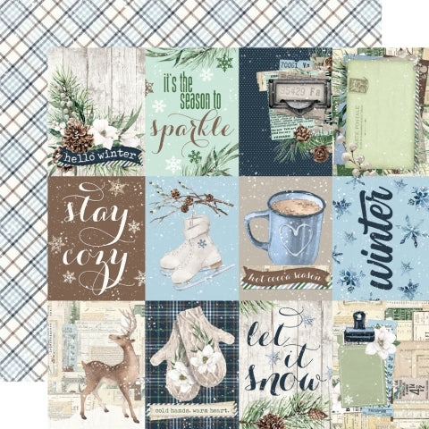 Simple Stories - Simple Vintage Fresh Snow - 12x12 Single Sheet - 3x4 Elements