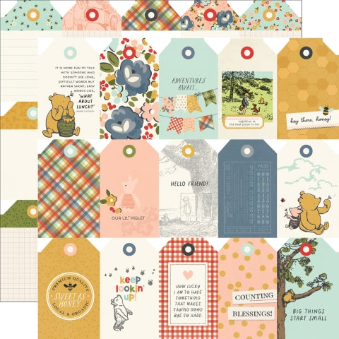 Simple Stories - Say Cheese Classic Pooh - 12x12 Single Sheets - Tag Elements - PRE-ORDER - Ship Mid-January 2025