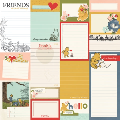 Simple Stories - Say Cheese Classic Pooh - 12x12 Single Sheets - Journal Elements