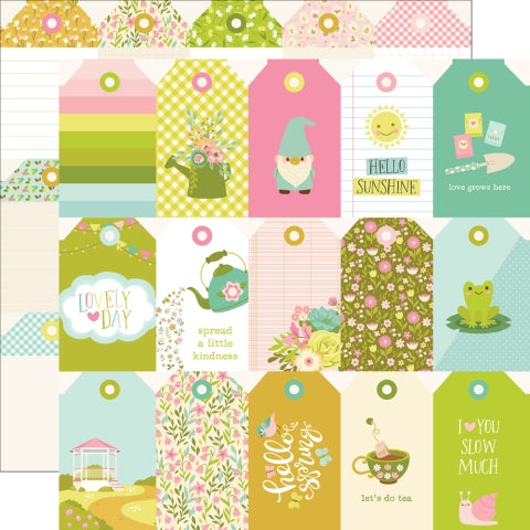 Simple Stories - Tea Garden - 12x12 Single Sheet - Tag Elements