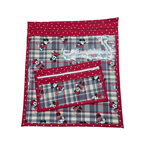 Country Craft Creations - Fabric with Vinyl Craft Keeper with matchng notions keeper /Mickey and Dots (dots backside)