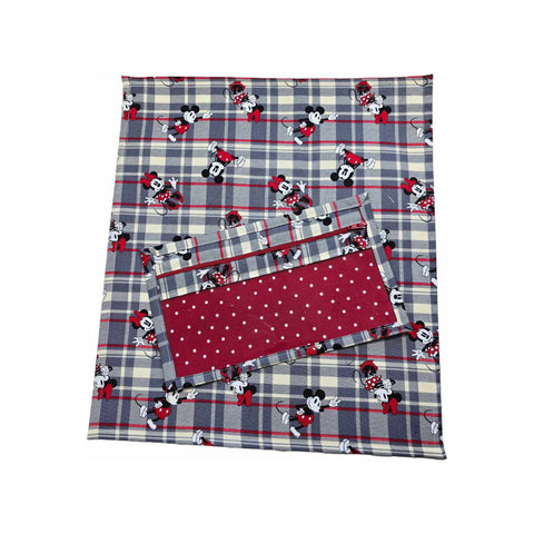 Country Craft Creations - Fabric with Vinyl Craft Keeper with matchng notions keeper / Mickey and dots (plaid backside)