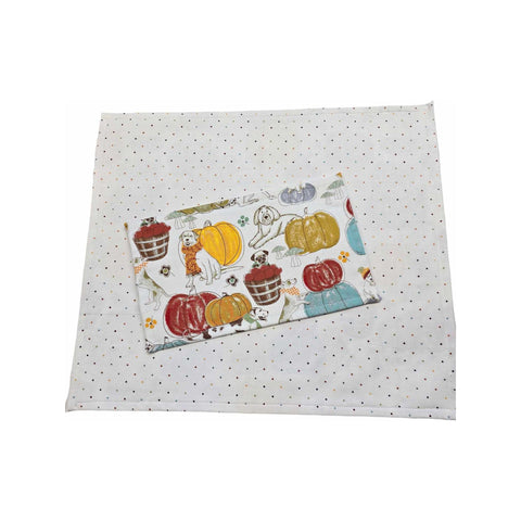 Country Craft Creations - Fabric with Vinyl Craft Keeper with matchng notions keeper /Dots with Fall Puppies