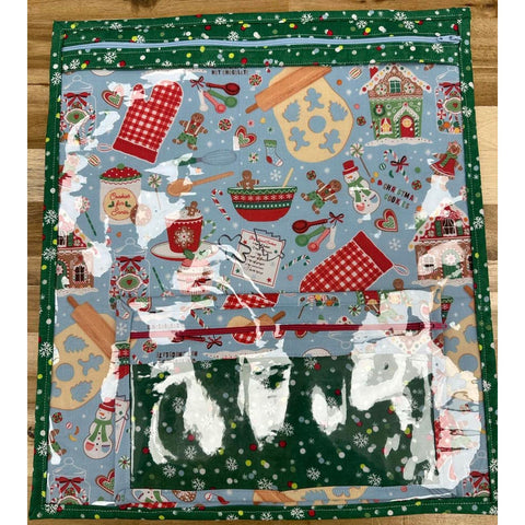 Country Craft Creations - Fabric with Vinyl Craft Keeper With Matching Notions Keeper / Christmas with Gingerbread