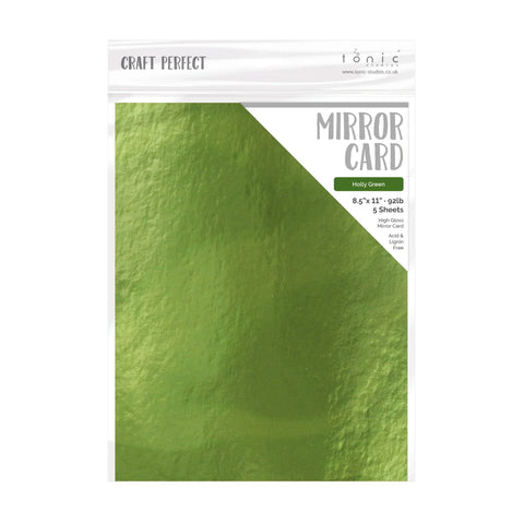 Tonic Studio - Craft Perfect Mirror Cardstock - 8.5"X11" 5/Pkg - High Gloss / Holly Green