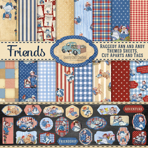 Country Craft Creations - Friends - 8x8 - 28 Sheets Plus the Pre-Cut Tags - Cotton Bristol