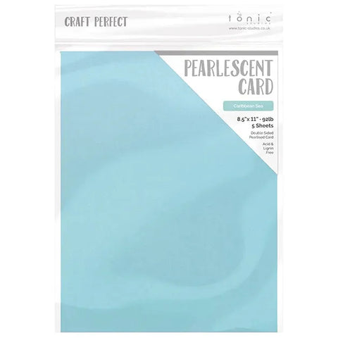 Tonic Studio - Craft Perfect Pearlescent Cardstock - 8.5"X11" 5/Pkg - Caribbean Sea