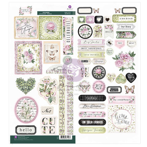 Prima - Serene Petals Collection - Stickers – 55 pcs