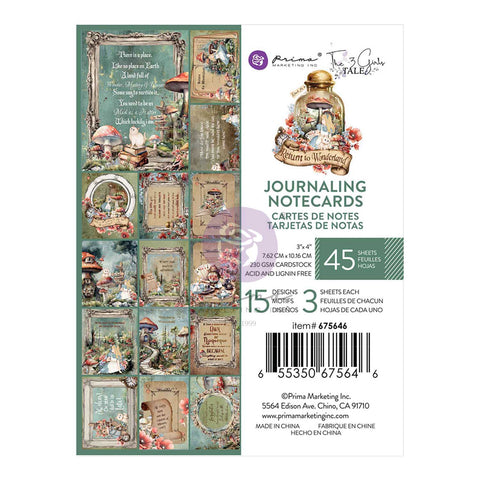 Prima - Return To Wonderland Collection - 3×4 Journaling Cards