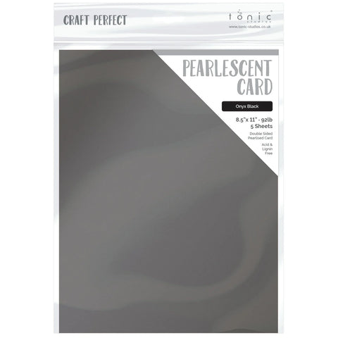 Tonic Studio - Craft Perfect Pearlescent Cardstock - 8.5"X11" 5/Pkg - Onyx Black