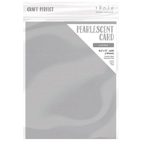 Tonic Studio - Craft Perfect Pearlescent Cardstock - 8.5"X11" 5/Pkg - Luna Silver