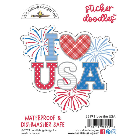 Doodlebug - Hometown USA Collection - Sticker Doodles - I Love The USA / 8519