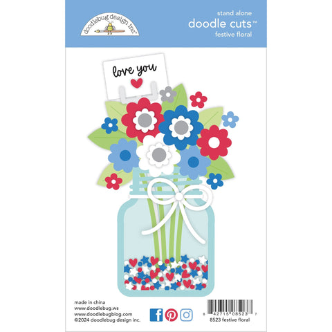 Doodlebug - Hometown USA Collection - Doodle Cuts - Festive Floral / 8523