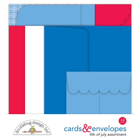 Doodlebug - Hometown USA Collection - Assortment Cards & Envelopes - 4th of July Assortment / 8528