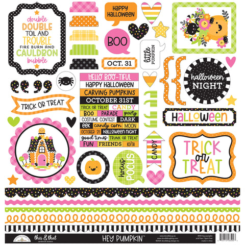 Doodlebug - Hey Pumpkin - Sticker Sheet - This & That Stickers / 8592