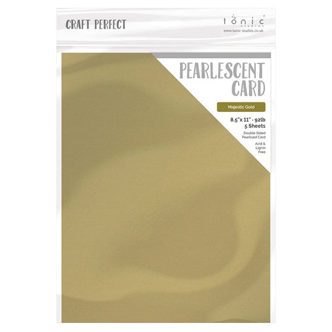 Tonic Studio - Craft Perfect Pearlescent Glitter Cardstock - 8.5"X11" 5/Pkg - Majestic Gold