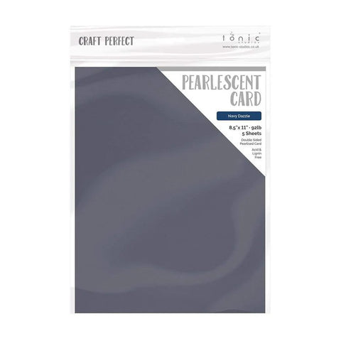 Tonic Studio - Craft Perfect Iridescent Glitter Cardstock - 8.5"X11" 5/Pkg - Navy Dazzle