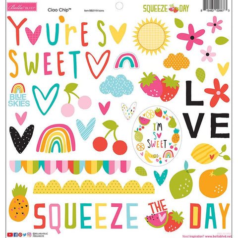 Bella Blvd - Squeeze The Day Collection - Ciao Chipboard Icons / BB2119