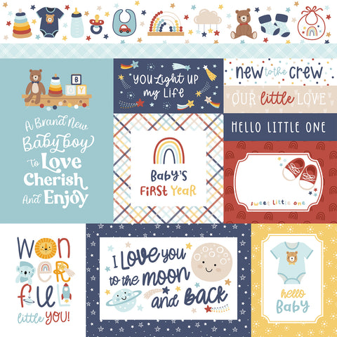 Echo Park - Baby On Board It's a Boy - 12x12 Single Sheet - Multi Journaling Cards