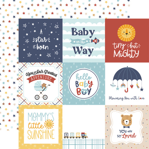 Echo Park - Baby On Board It's a Boy - 12x12 Single Sheet - 4x4 Journaling Cards