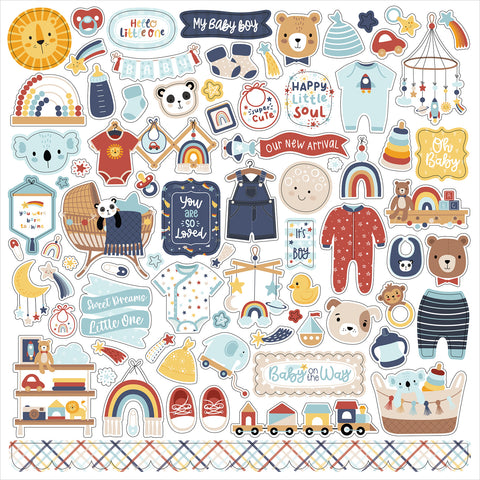 Echo Park - Baby On Board It's a Boy - 12x12 Element Sticker Sheet