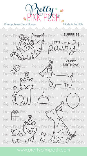 Pretty Pink Posh - Birthday Dogs & Cats Stamp Set