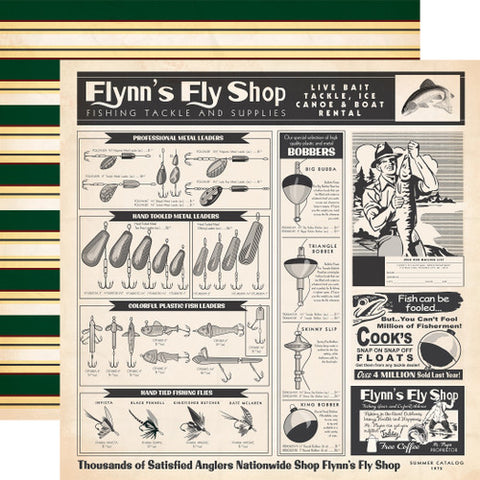 Carta Bella - Gone Fishing - 12x12 Single Sheet / Fly Shop Ad