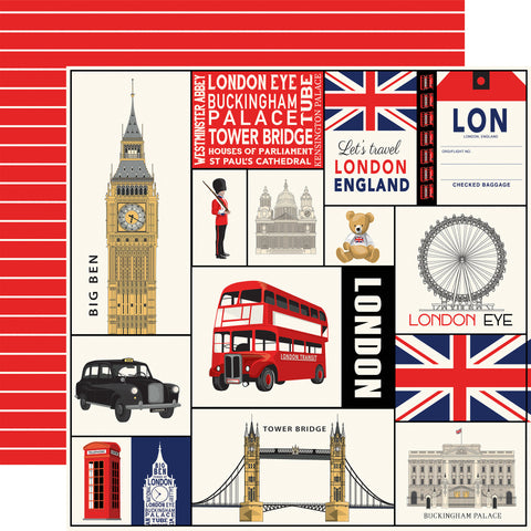 Carta Bella - London - 12x12 Single Sheets - Journaling Cards