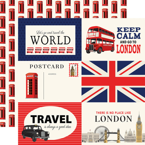 Carta Bella - London - 12x12 Single Sheets - 6x4 Journaling Cards