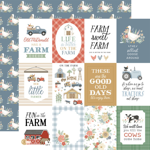 Carta Bella - On The Farm - 12x12 Single Sheets - 3x4 Journaling Cards