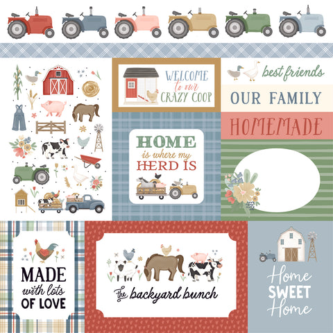 Carta Bella - On The Farm - 12x12 Single Sheets - Multi Journaling Cards