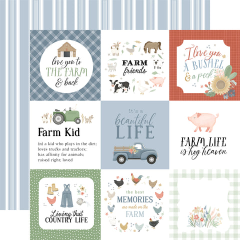 Carta Bella - On The Farm - 12x12 Single Sheets - 4x4 Journaling Cards