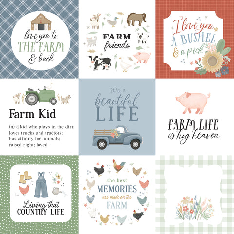 Carta Bella - On The Farm - 12x12 Single Sheets - 4x4 Journaling Cards