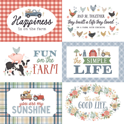 Carta Bella - On The Farm - 12x12 Single Sheets - 6x4 Journaling Cards