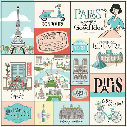 Carta Bella - Paris - 12x12 Single Sheets - Journaling Cards