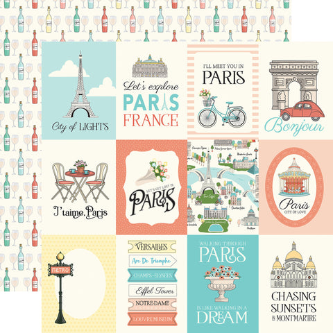 Carta Bella - Paris - 12x12 Single Sheets - 3x4 Journaling Cards