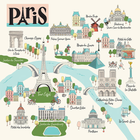 Carta Bella - Paris - 12x12 Single Sheets - Paris Map