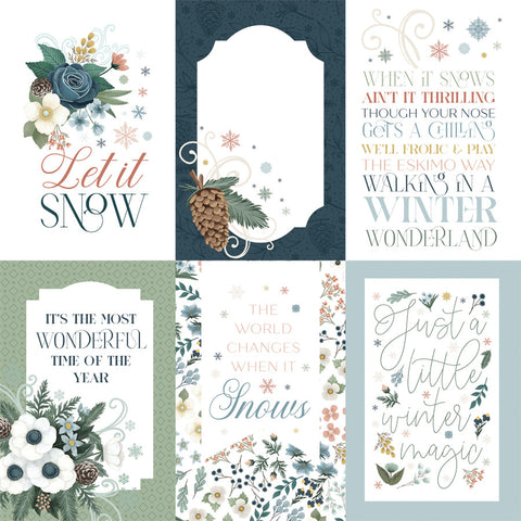 Carta Bella - Winter Wonderland - 4x6 Journaling Cards - 12x12 Patterned Paper