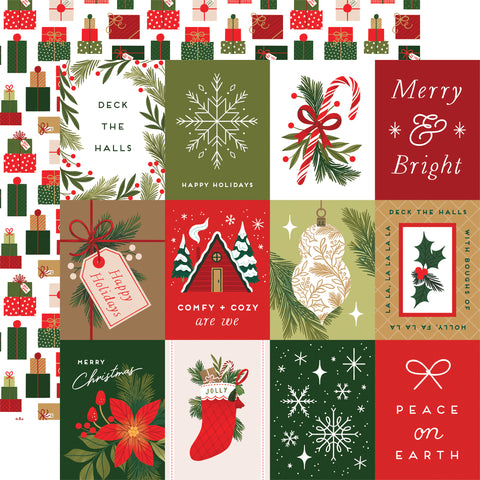 Echo Park - Christmas Joy - 12x12 Single Sheet / 3x4 Journaling Cards