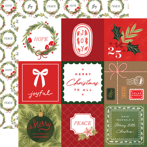 Echo Park - Christmas Joy - 12x12 Single Sheet / 4x4 Journaling Cards