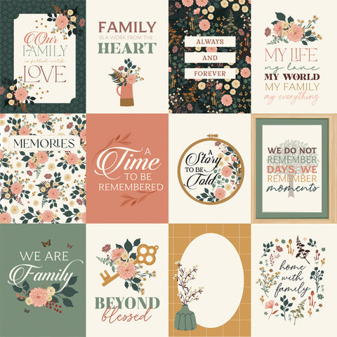 Echo Park - Family - 12x12 Single Sheet - 3x4 Journaling Cards